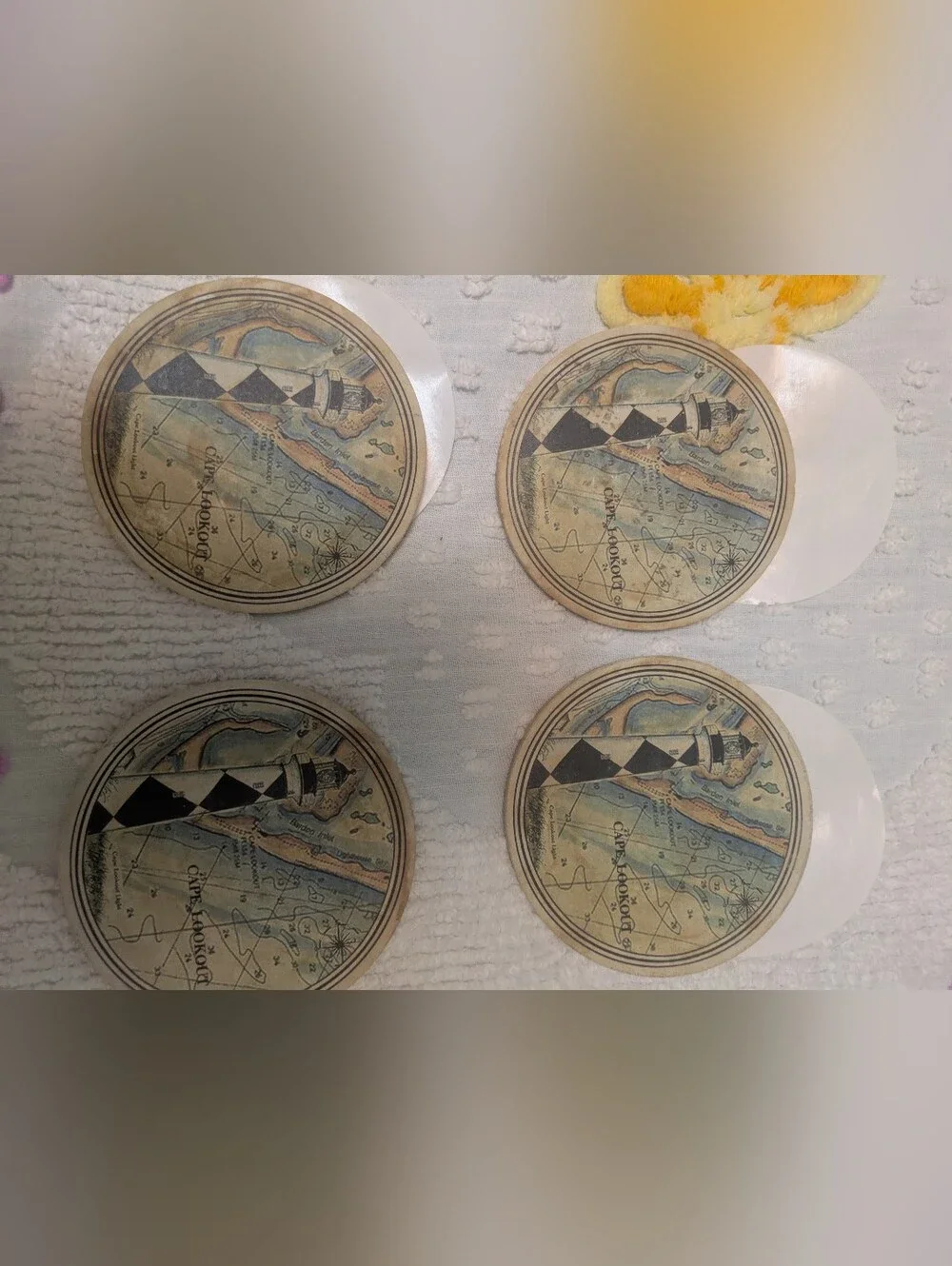 Set of 4 Thirstystone Beige and Black Cape Lookout Lighthouse Sandstone Coaster